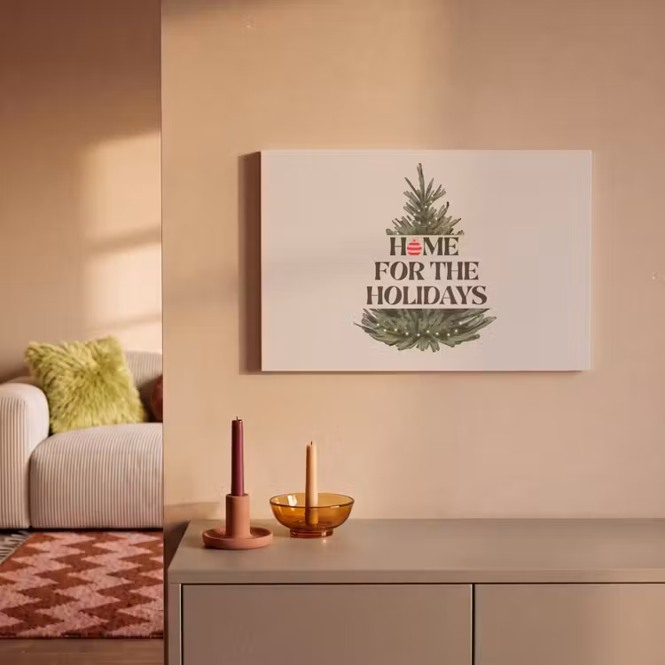 Canvas schilderij - Kerst - Tekst - Kerstboom - Beige — 1