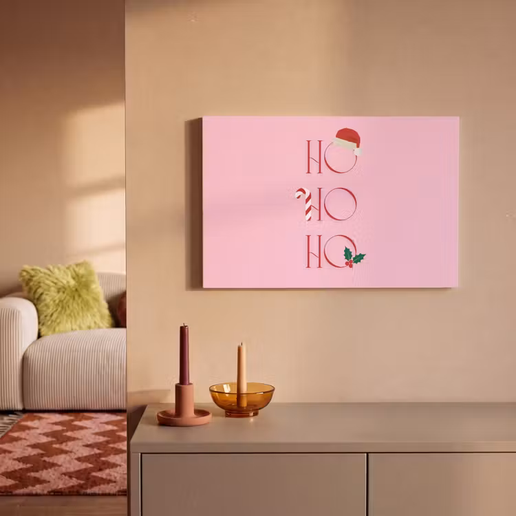 Canvas schilderij - Kerst - Tekst - Roze - Illustratie — 1