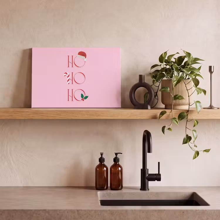 Canvas schilderij - Kerst - Tekst - Roze - Illustratie — 2