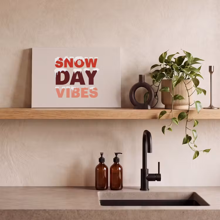Canvas schilderij - Sneeuw - Kerst - Tekst - Rood — 2