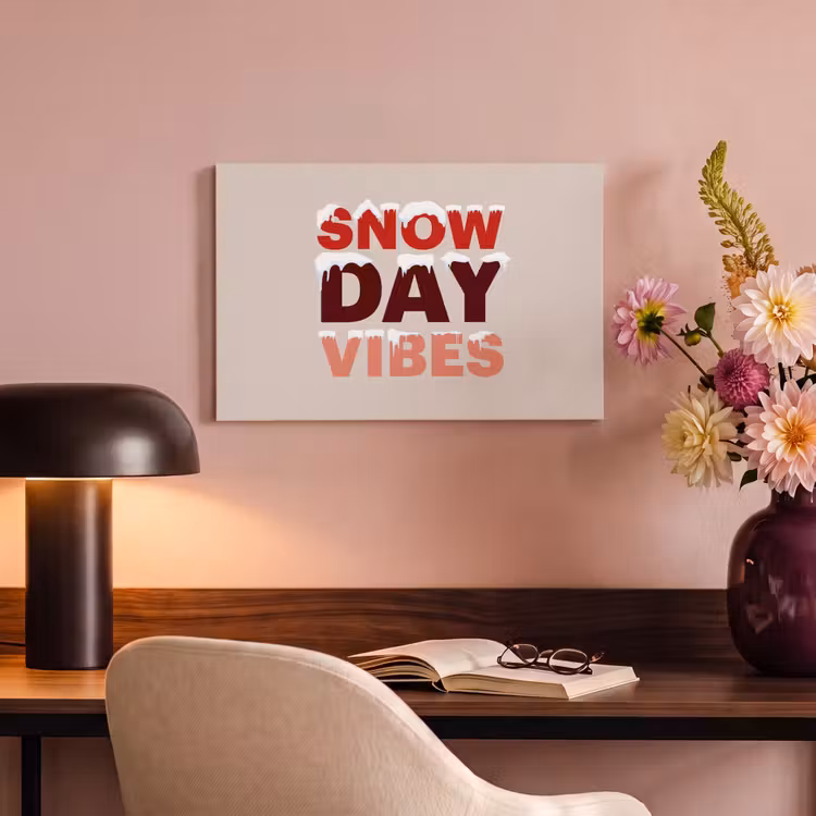 Canvas schilderij - Sneeuw - Kerst - Tekst - Rood — 3
