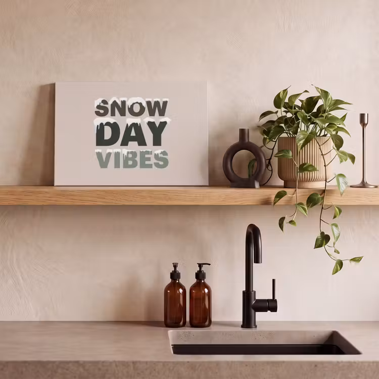 Canvas schilderij - Sneeuw - Tekst - Kerst - Beige — 2