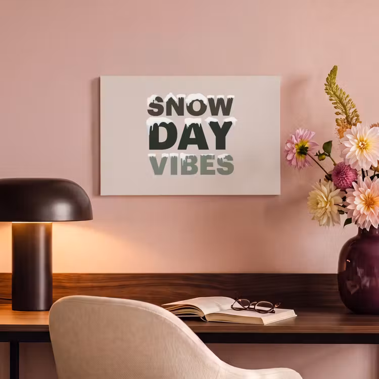 Canvas schilderij - Sneeuw - Tekst - Kerst - Beige — 3
