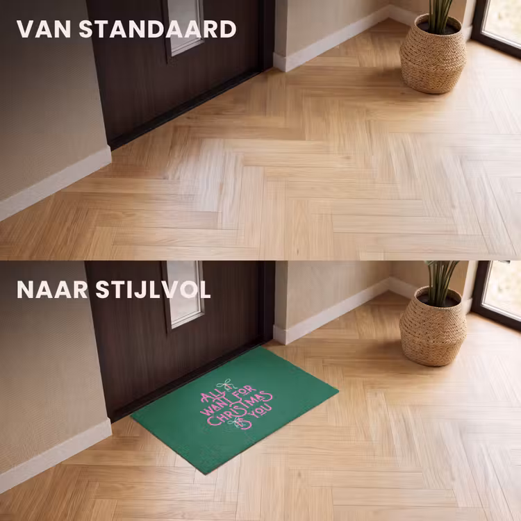 Deurmat - Kerst - Tekst - Roze - Groen — 3