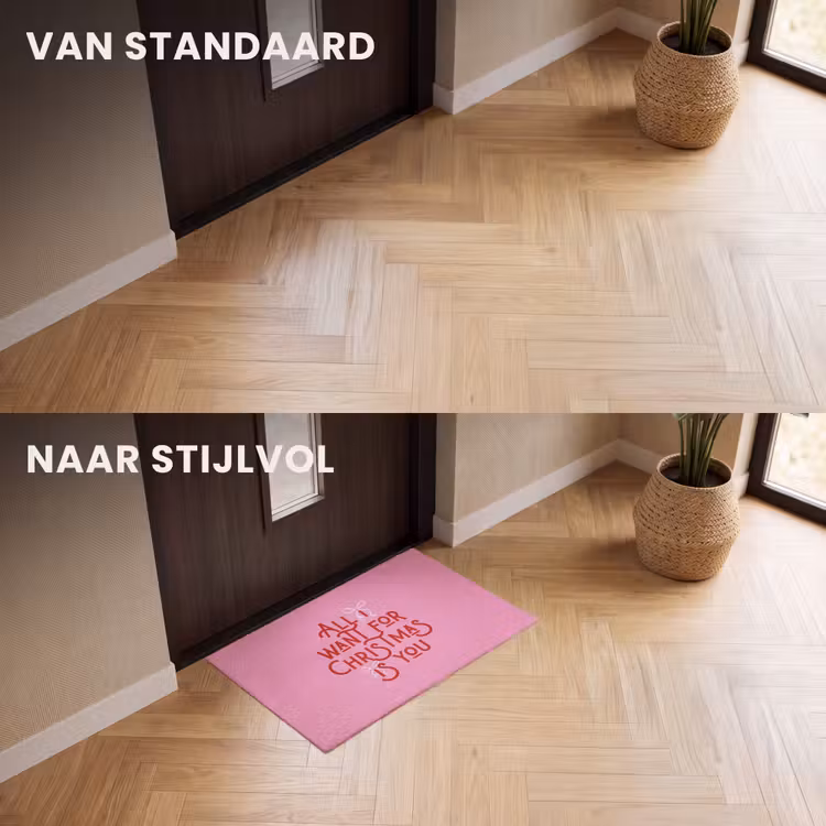 Deurmat - Tekst - Kerst - Roze - Rood — 3