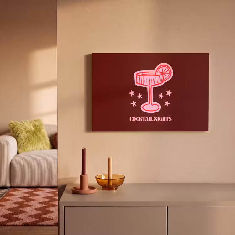 Canvas schilderij - Cocktail - Kerst - Burgundy - Roze — 1
