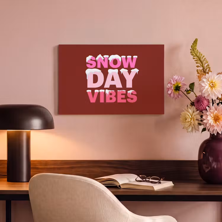 Canvas schilderij - Kerst - Tekst - Sneeuw - Rood - Roze — 3