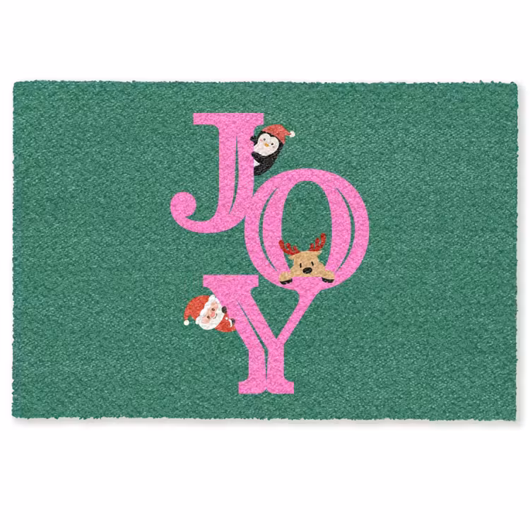 Deurmat - Joy - Kerst - Animatie - Roze - Groen — 1