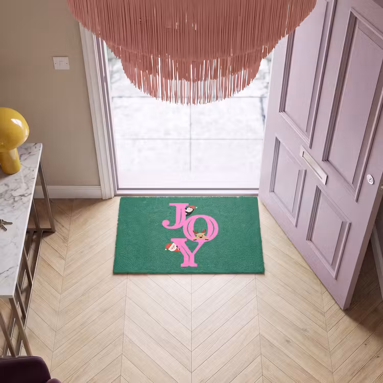 Deurmat - Joy - Kerst - Animatie - Roze - Groen — 4
