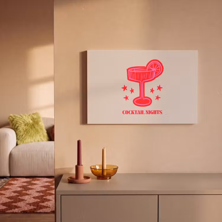 Canvas schilderij - Cocktail - Kerst - Beige - Roze — 1