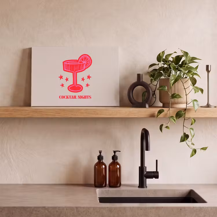 Canvas schilderij - Cocktail - Kerst - Beige - Roze — 2