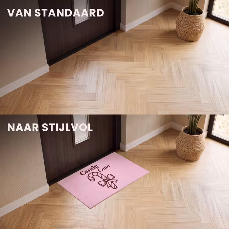 Deurmat - Kerst - Snoep - Tekst - Bruin - Roze — 3