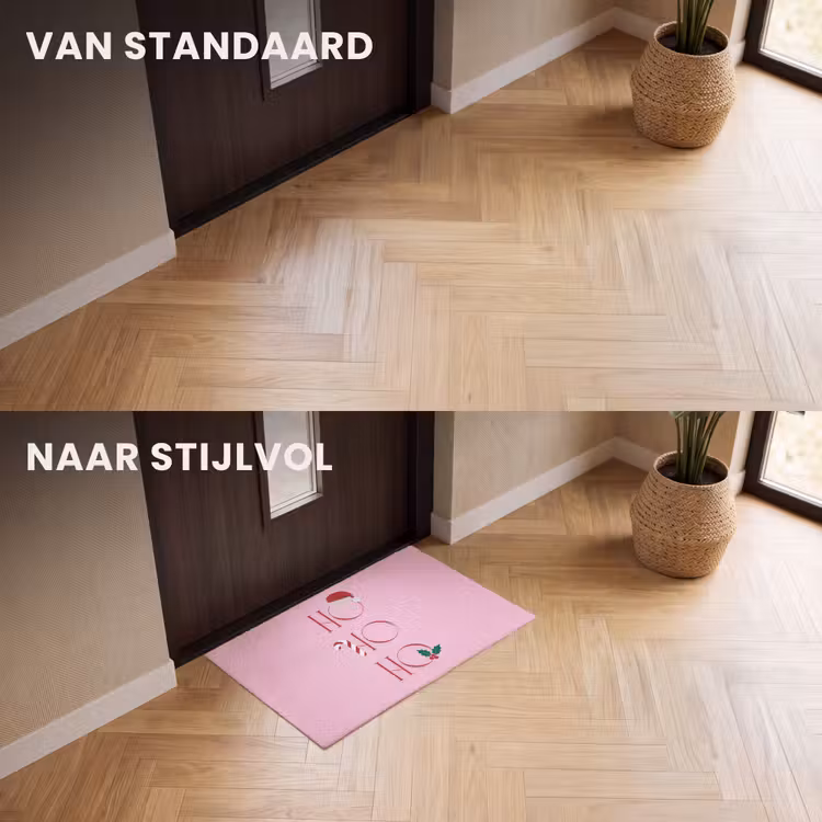 Deurmat - Kerst - Tekst - Roze - Illustratie — 3
