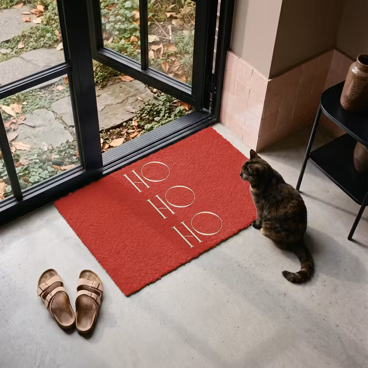 Deurmat - Tekst - Kerst - Modern - Rood — 2