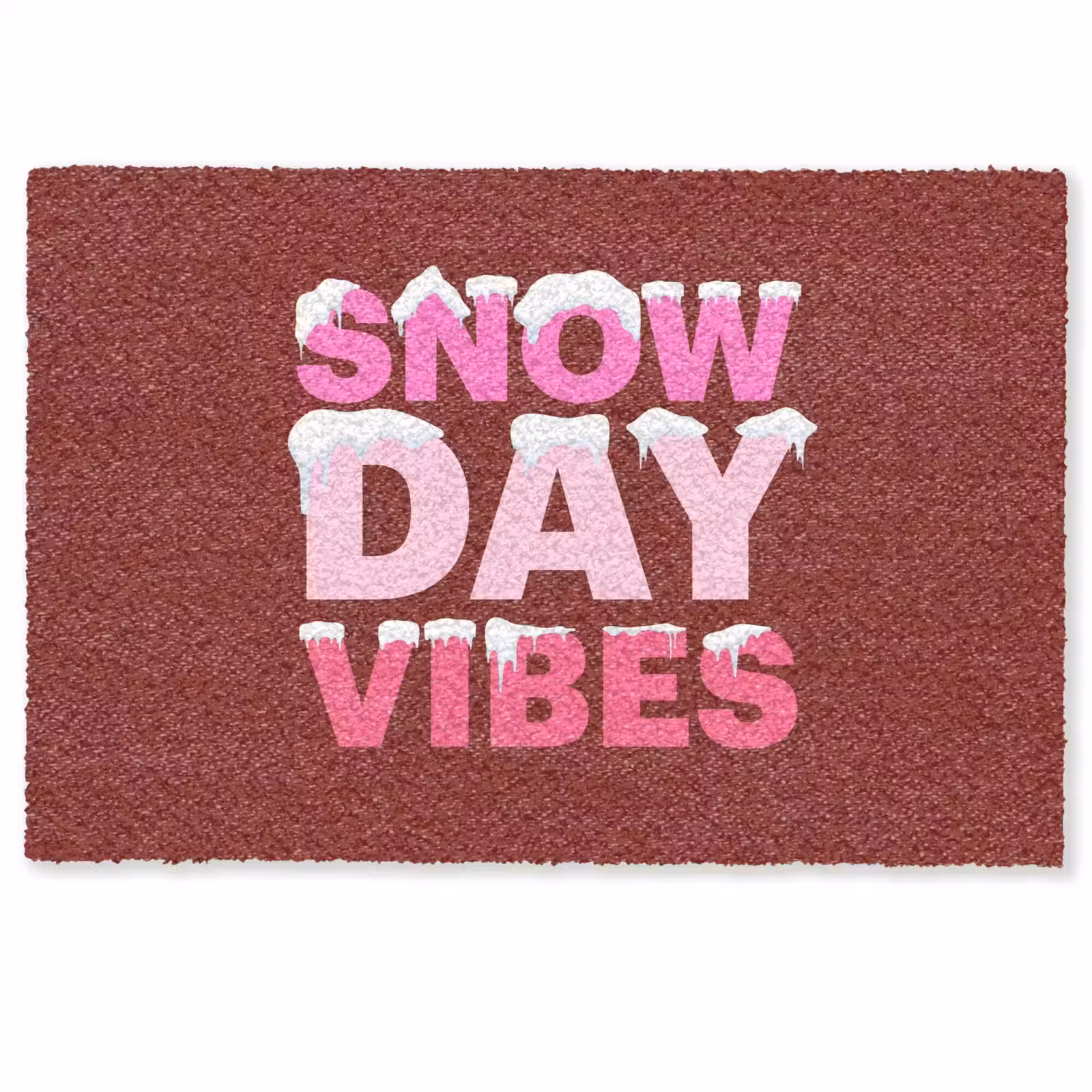 Deurmat - Kerst - Tekst - Sneeuw - Rood - Roze — 1