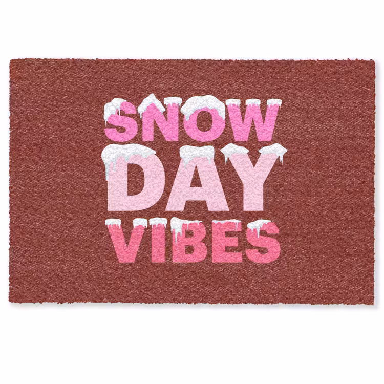 Deurmat - Kerst - Tekst - Sneeuw - Rood - Roze — 1