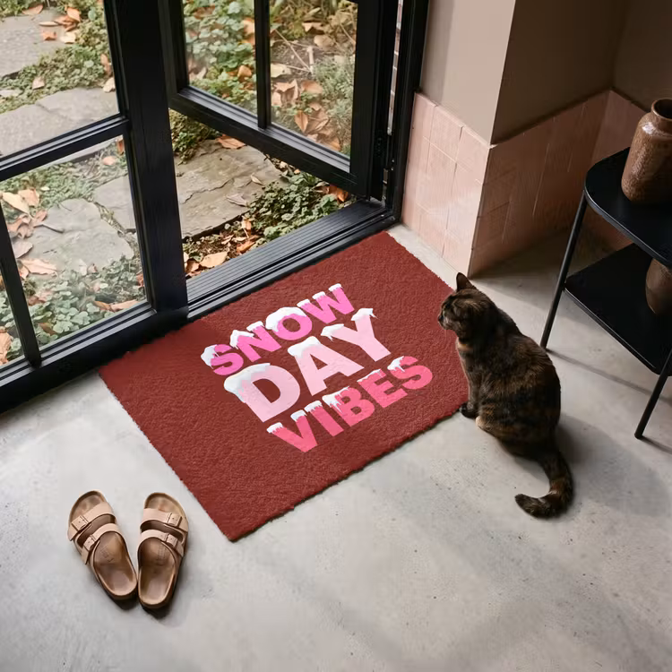 Deurmat - Kerst - Tekst - Sneeuw - Rood - Roze — 2