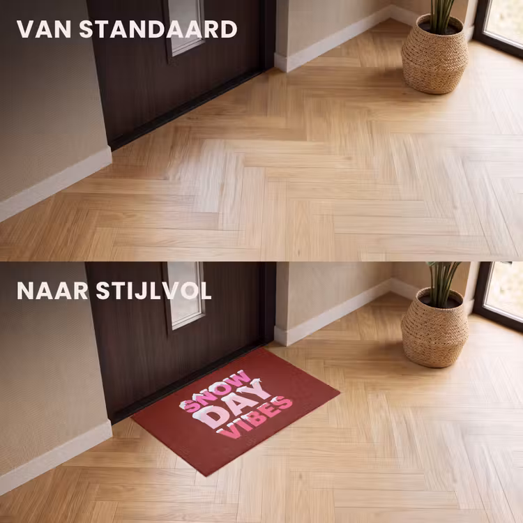 Deurmat - Kerst - Tekst - Sneeuw - Rood - Roze — 3