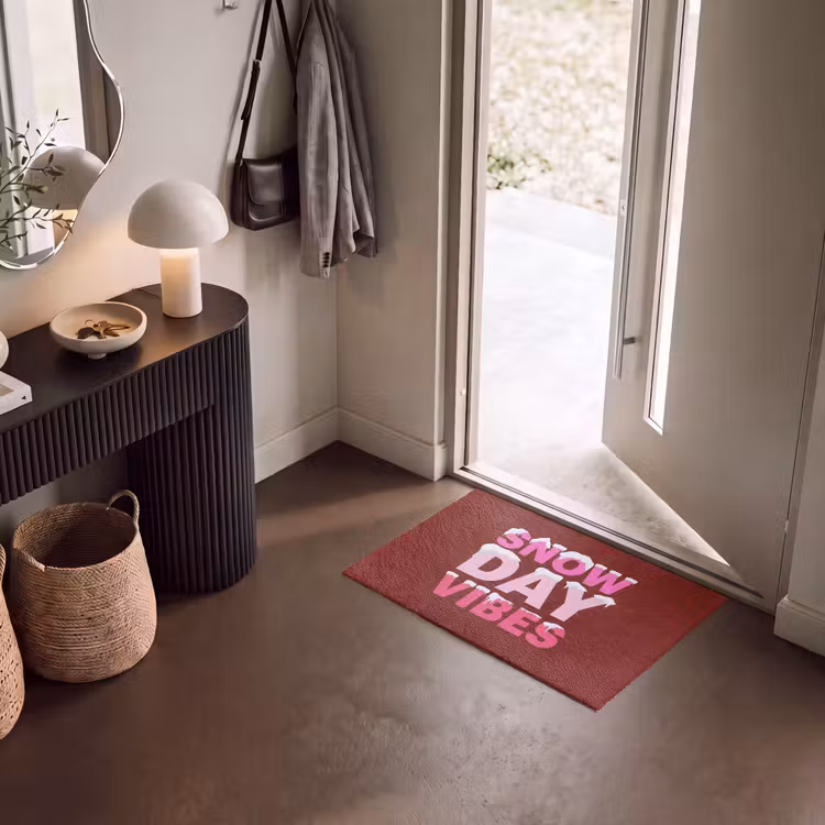 Deurmat - Kerst - Tekst - Sneeuw - Rood - Roze — 8