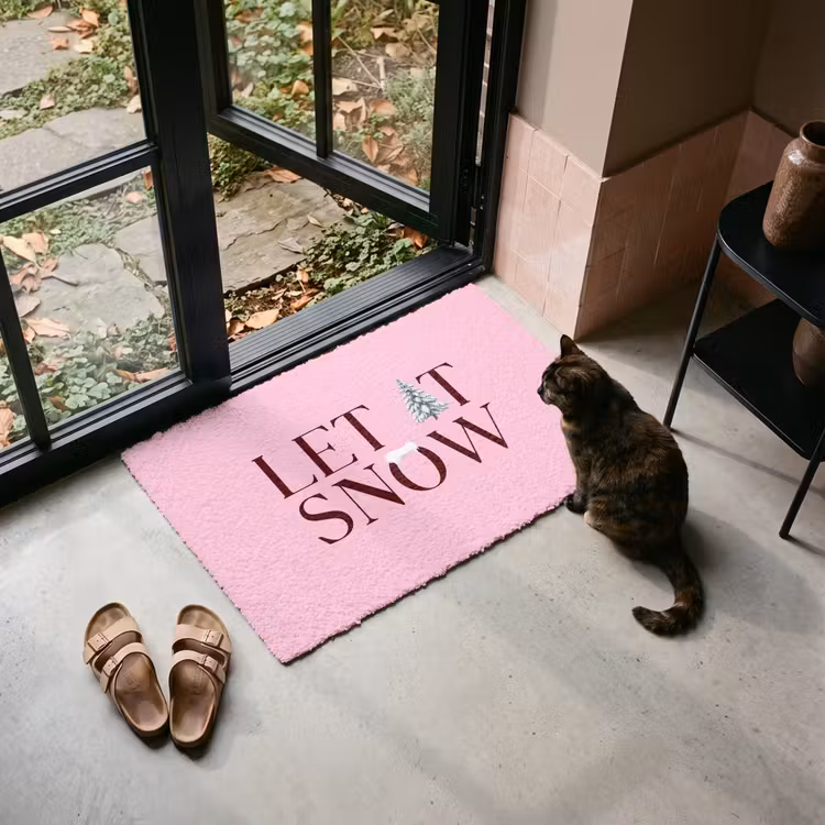 Deurmat - Kerst - Tekst - Sneeuw - Roze — 2