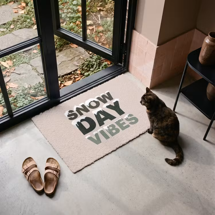 Deurmat - Sneeuw - Tekst - Kerst - Beige — 2