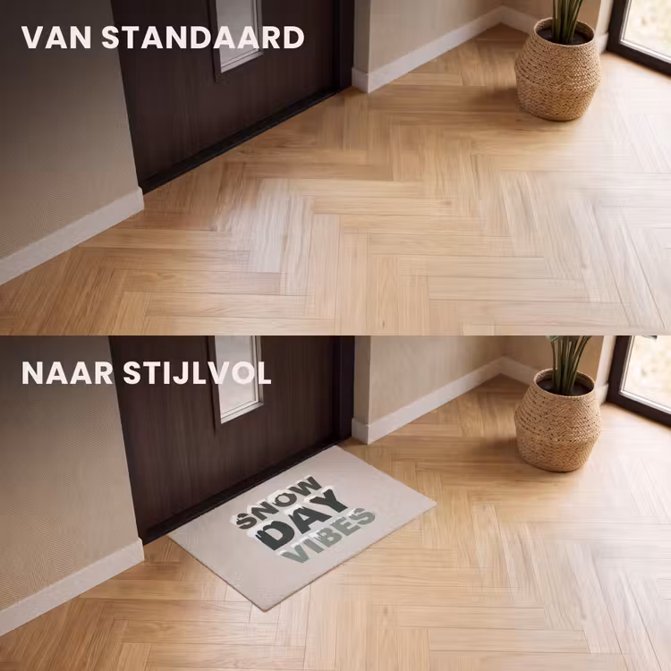 Deurmat - Sneeuw - Tekst - Kerst - Beige — 3