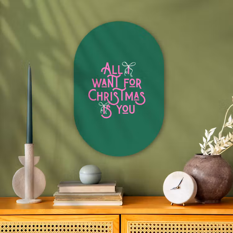 Muurovaal - Kerst - Tekst - Roze - Groen — 2