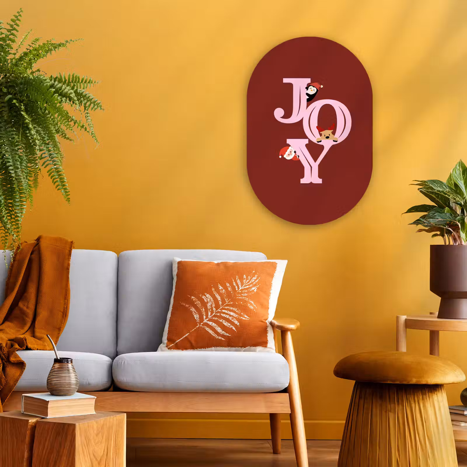 Muurovaal - Joy - Kerst - Animatie - Rood - Roze — 1