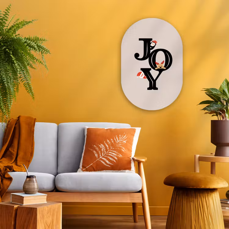 Muurovaal - Joy - Animatie - Zwart - Kerst — 1