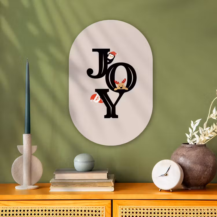 Muurovaal - Joy - Animatie - Zwart - Kerst — 2