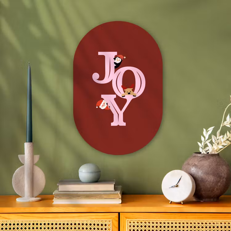 Muurovaal - Joy - Kerst - Animatie - Rood - Roze — 2