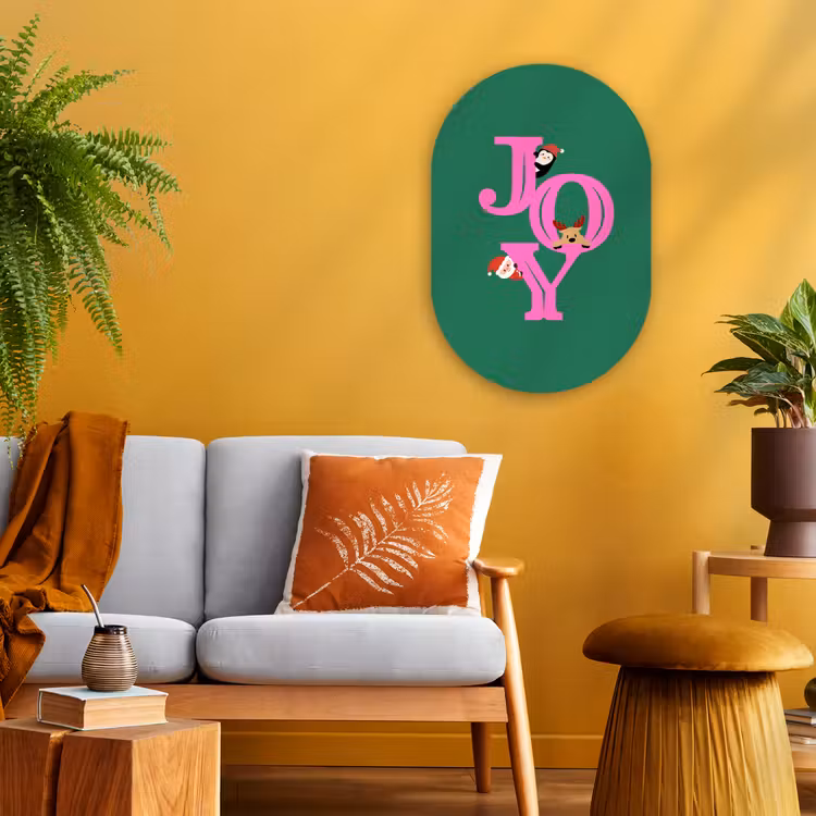 Muurovaal - Joy - Kerst - Animatie - Roze - Groen — 1