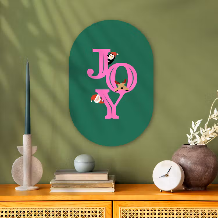 Muurovaal - Joy - Kerst - Animatie - Roze - Groen — 2
