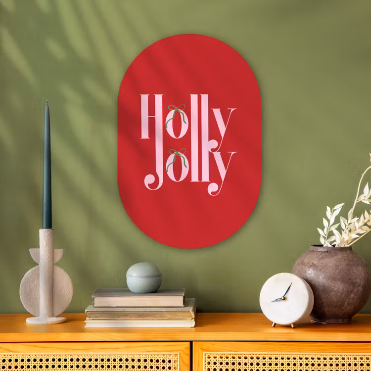 Muurovaal - Kerst - Roze - Rood - Tekst — 2