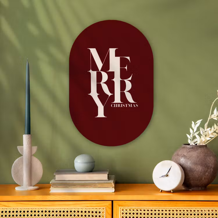 Muurovaal - Merry - Tekst - Donker - Rood — 2