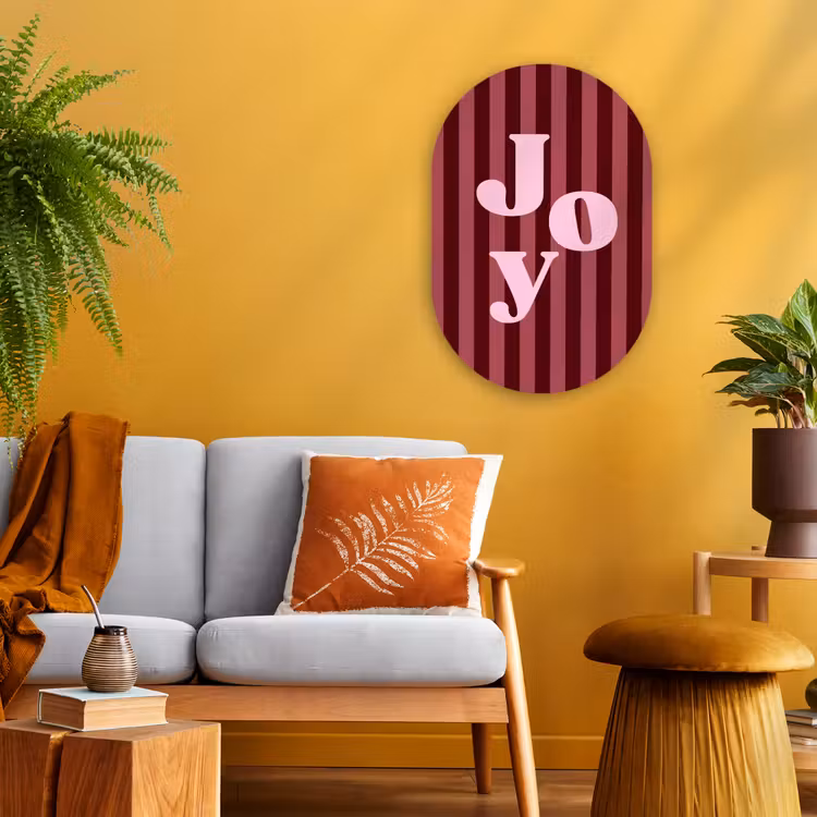Muurovaal - Joy - Kerst - Tekst - Roze — 1