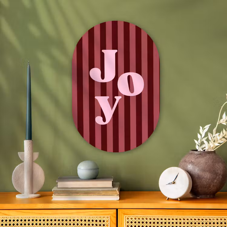 Muurovaal - Joy - Kerst - Tekst - Roze — 2