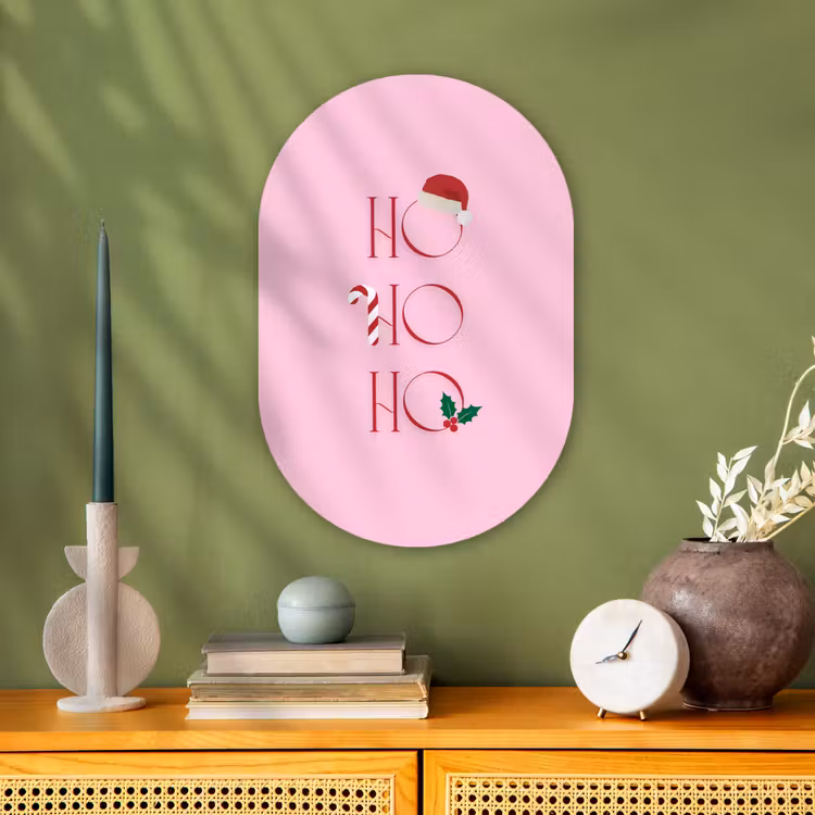 Muurovaal - Kerst - Tekst - Roze - Illustratie — 2