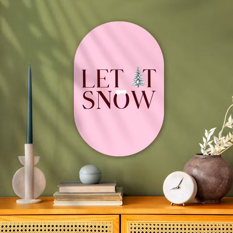 Muurovaal - Kerst - Tekst - Sneeuw - Roze — 2