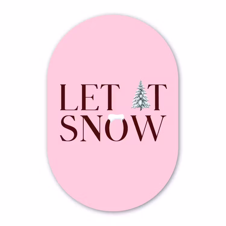 Muurovaal - Kerst - Tekst - Sneeuw - Roze — 3