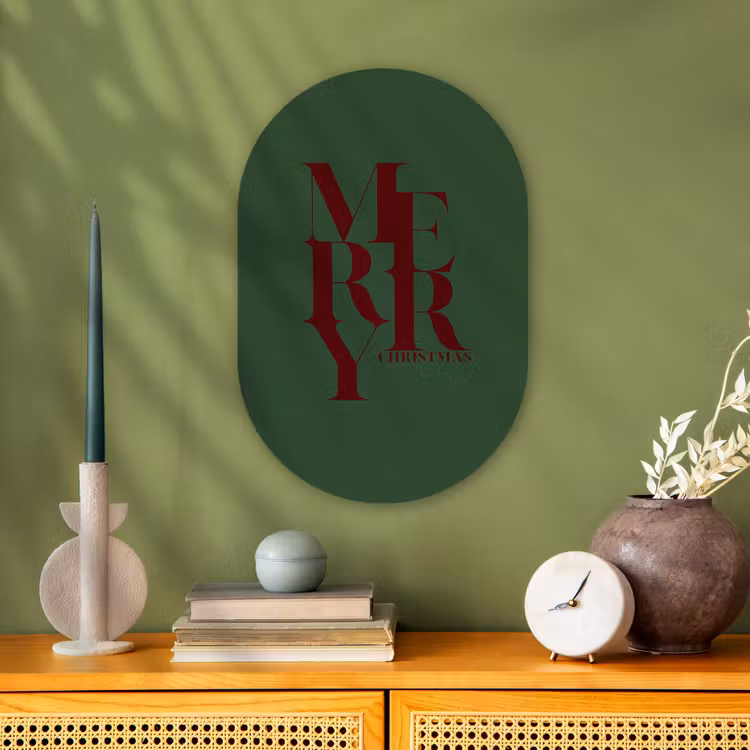 Muurovaal - Merry - Tekst - Groen - Kerst — 2