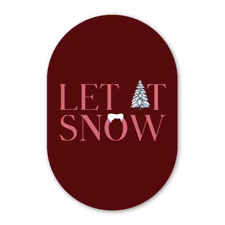 Muurovaal - Tekst - Kerst - Sneeuw - Roze — 3