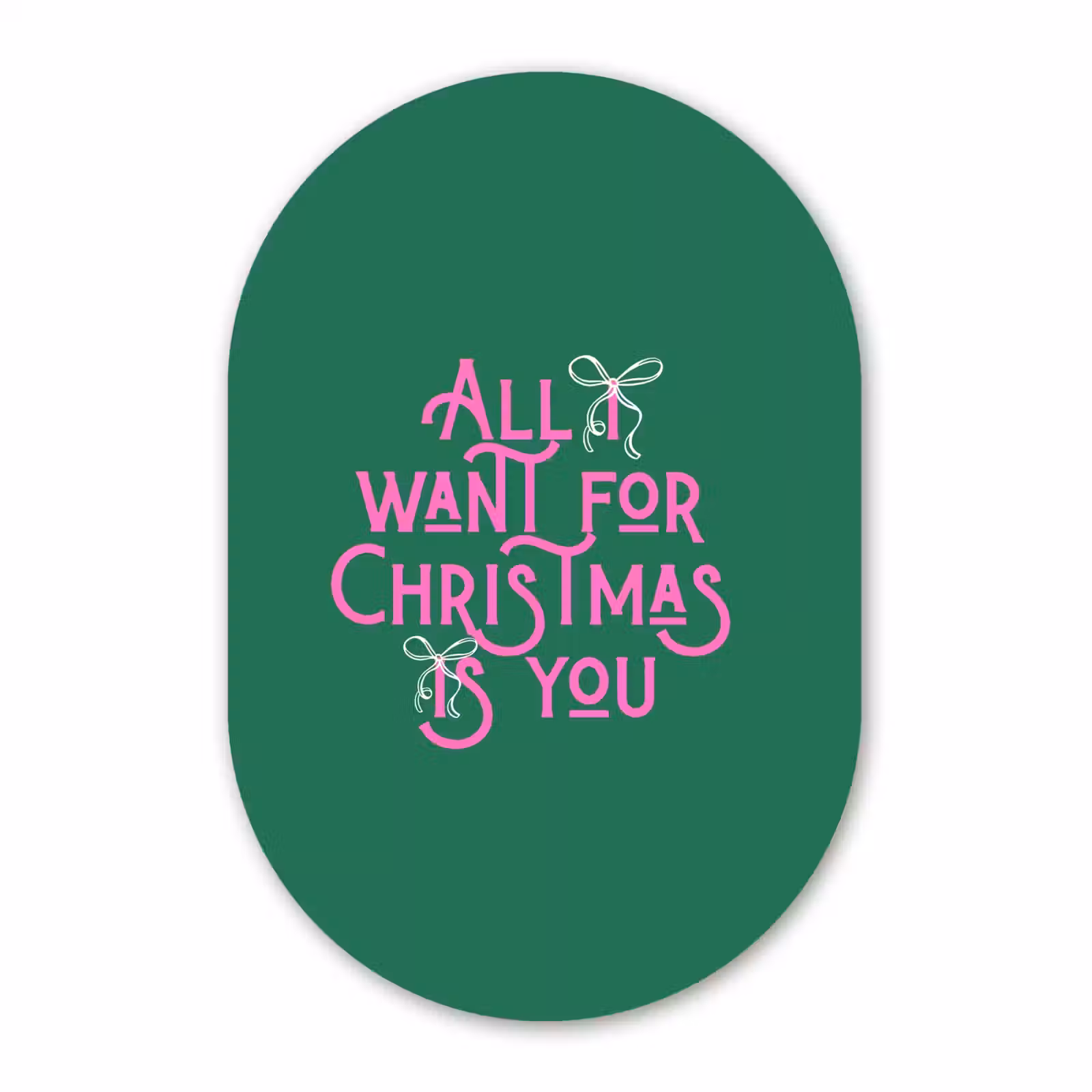 Muurovaal glas - Kerst - Tekst - Roze - Groen — 1