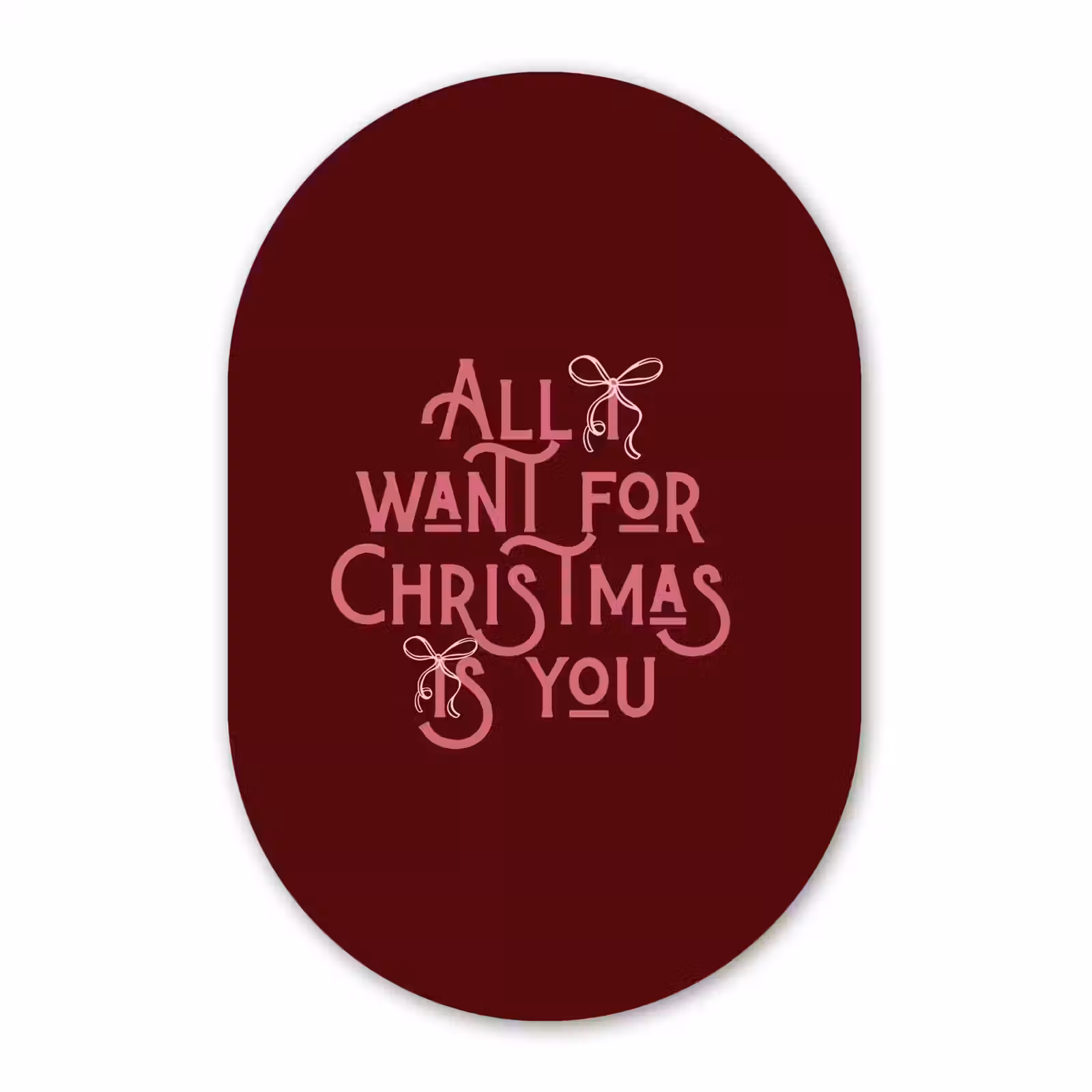 Muurovaal glas - Tekst - Kerst - Rood - Roze — 1