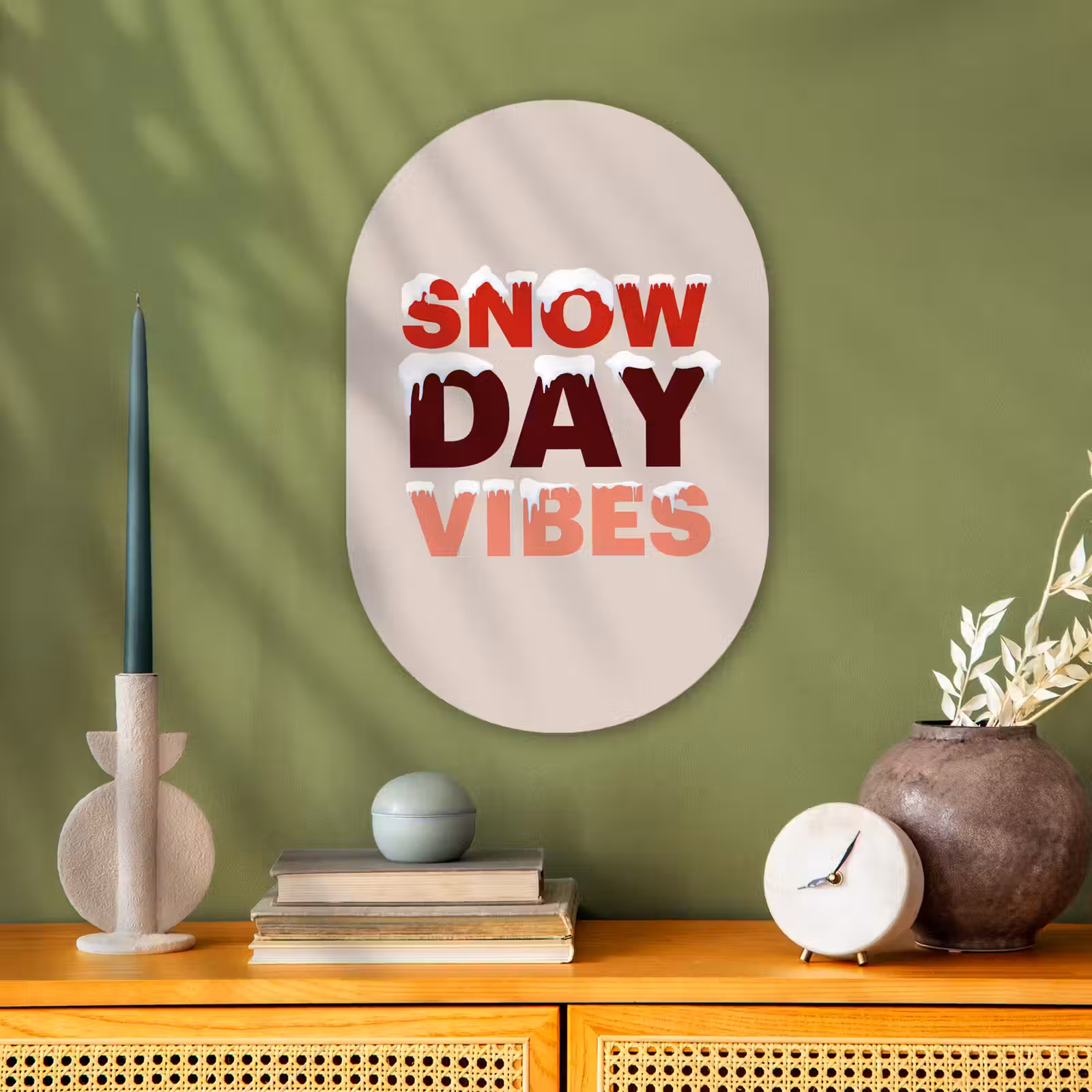 Muurovaal - Sneeuw - Kerst - Tekst - Rood — 1