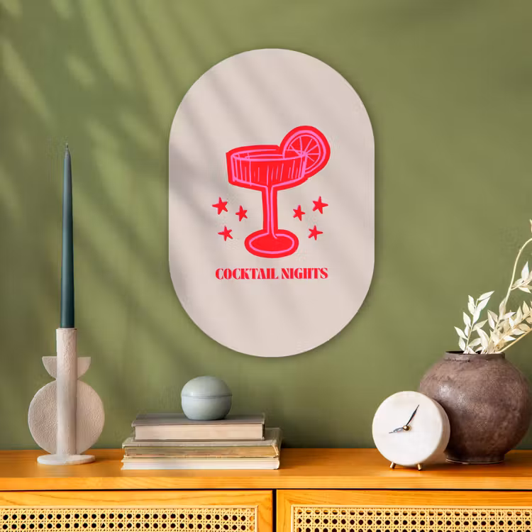 Muurovaal - Cocktail - Kerst - Beige - Roze — 1