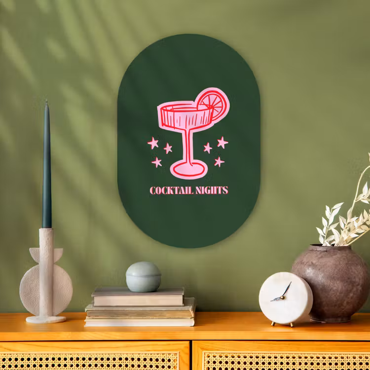 Muurovaal - Cocktail - Kerst - Roze - Groen — 2