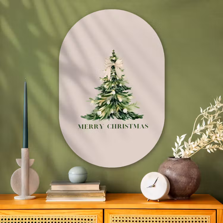 Muurovaal glas - Kerst - Kerstboom - Tekst — 2