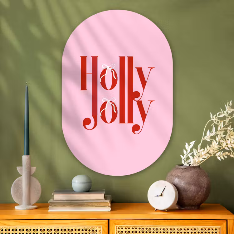 Muurovaal glas - Kerst - Tekst - Rood - Roze — 2