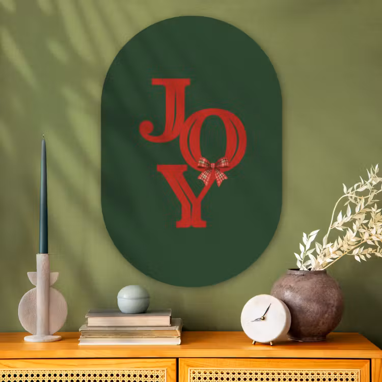 Muurovaal glas - Tekst - Kerst - Rood — 2